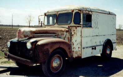 1947 ford 3/4 ton wonder bread pickup driver side view