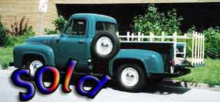 Ford pickup truck 1954 driver side view six cylinder, 3 speed on column , click for a larger image