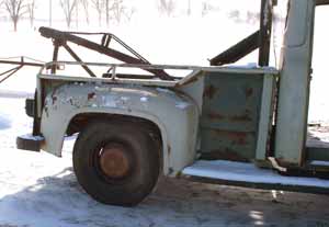 1955 wrecker tow truck bed and cab  bed view